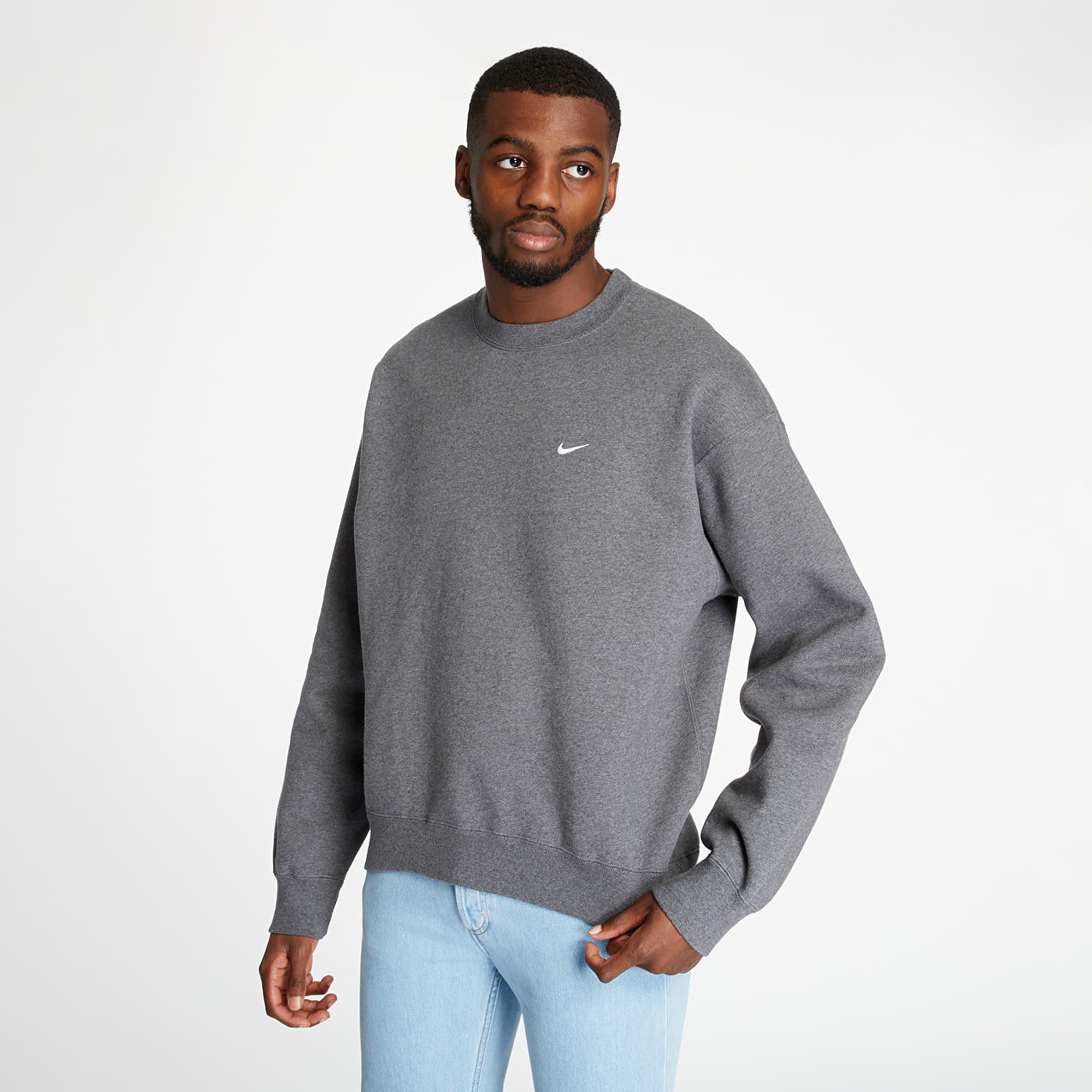 Džemperiai su gobtuvais ir džemperiai Nike NRG Washed Crew Charcoal Heathr/ White