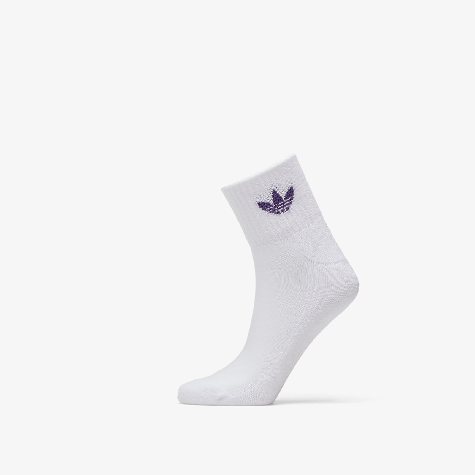Calzetti adidas 3 Pair Mid Ankle Socks White/ Tactile Steel