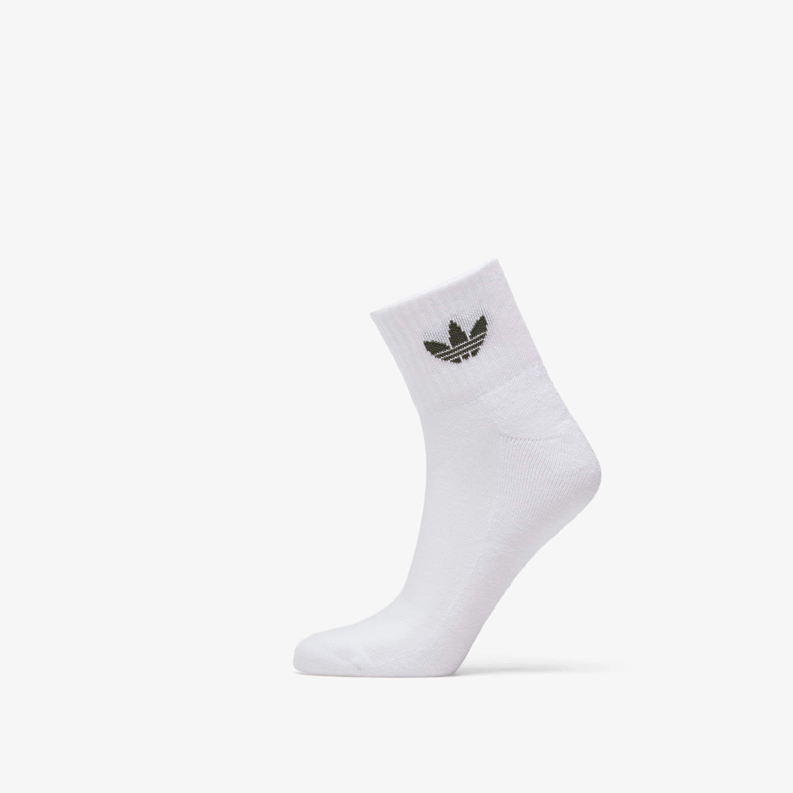 Calzetti adidas 3 Pair Mid Ankle Socks White/ Tactile Steel
