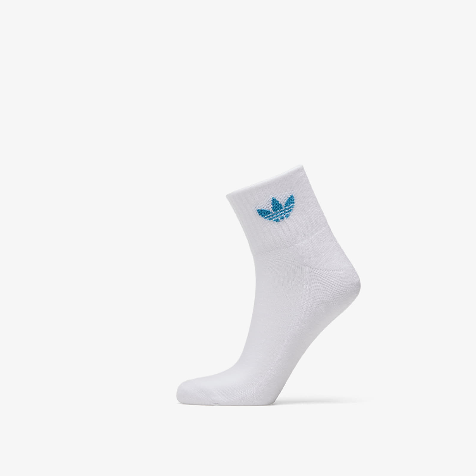 Calzetti adidas 3 Pair Mid Ankle Socks White/ Tactile Steel