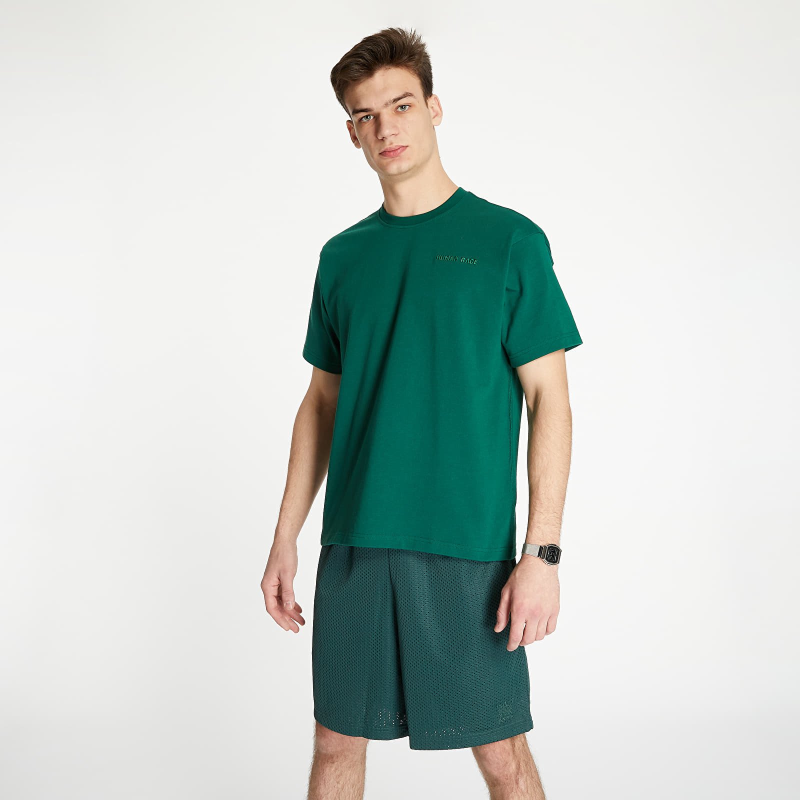 Marškinėliai adidas x Pharrell Williams Basics Shirt Dark Green