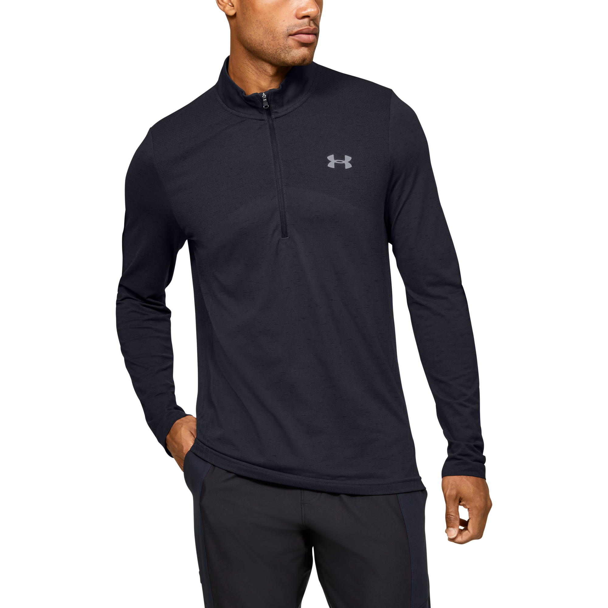T-Shirts Under Armour Seamless 1/2 Zip Black