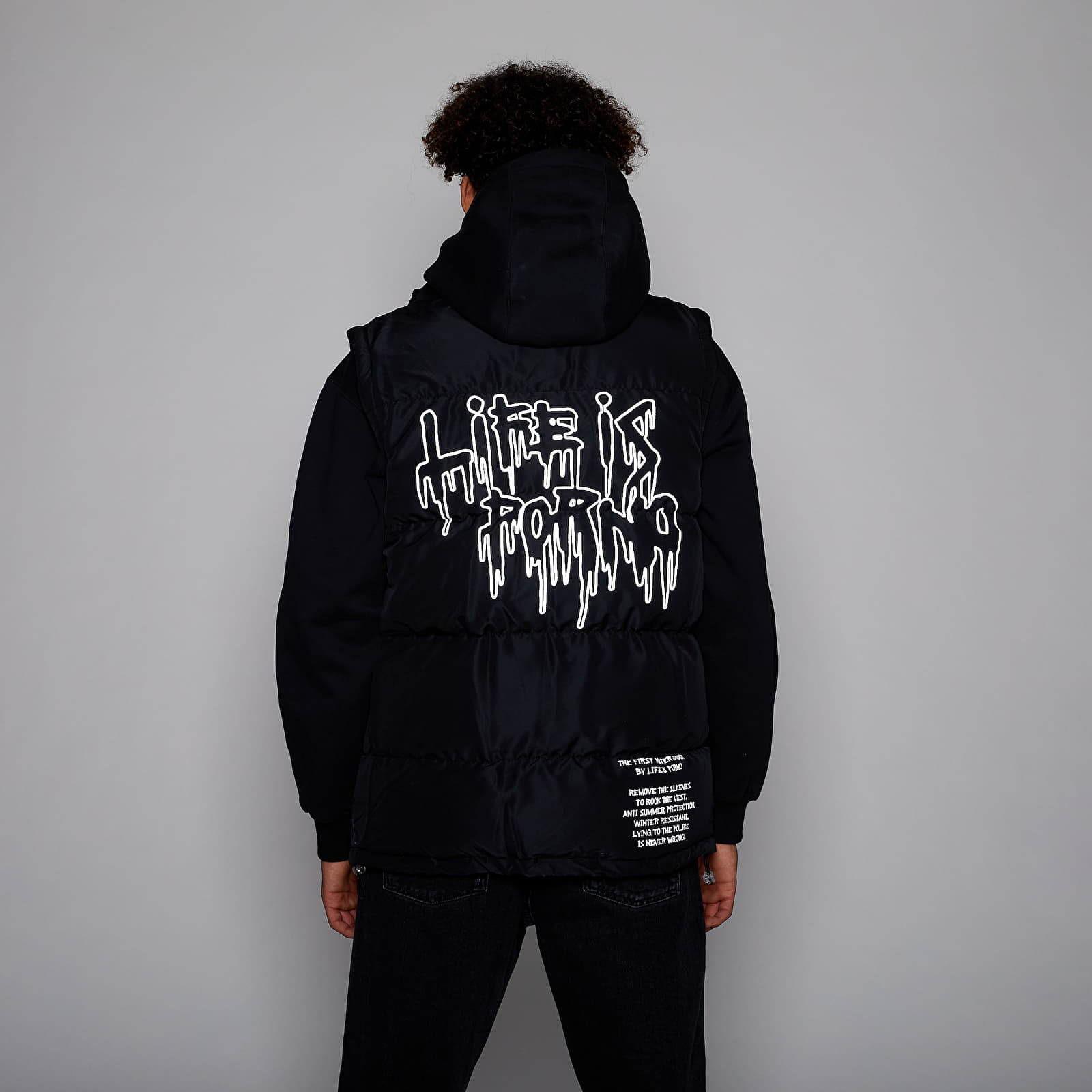 Bundy LIFE IS PORNO Puffer Jacket Black