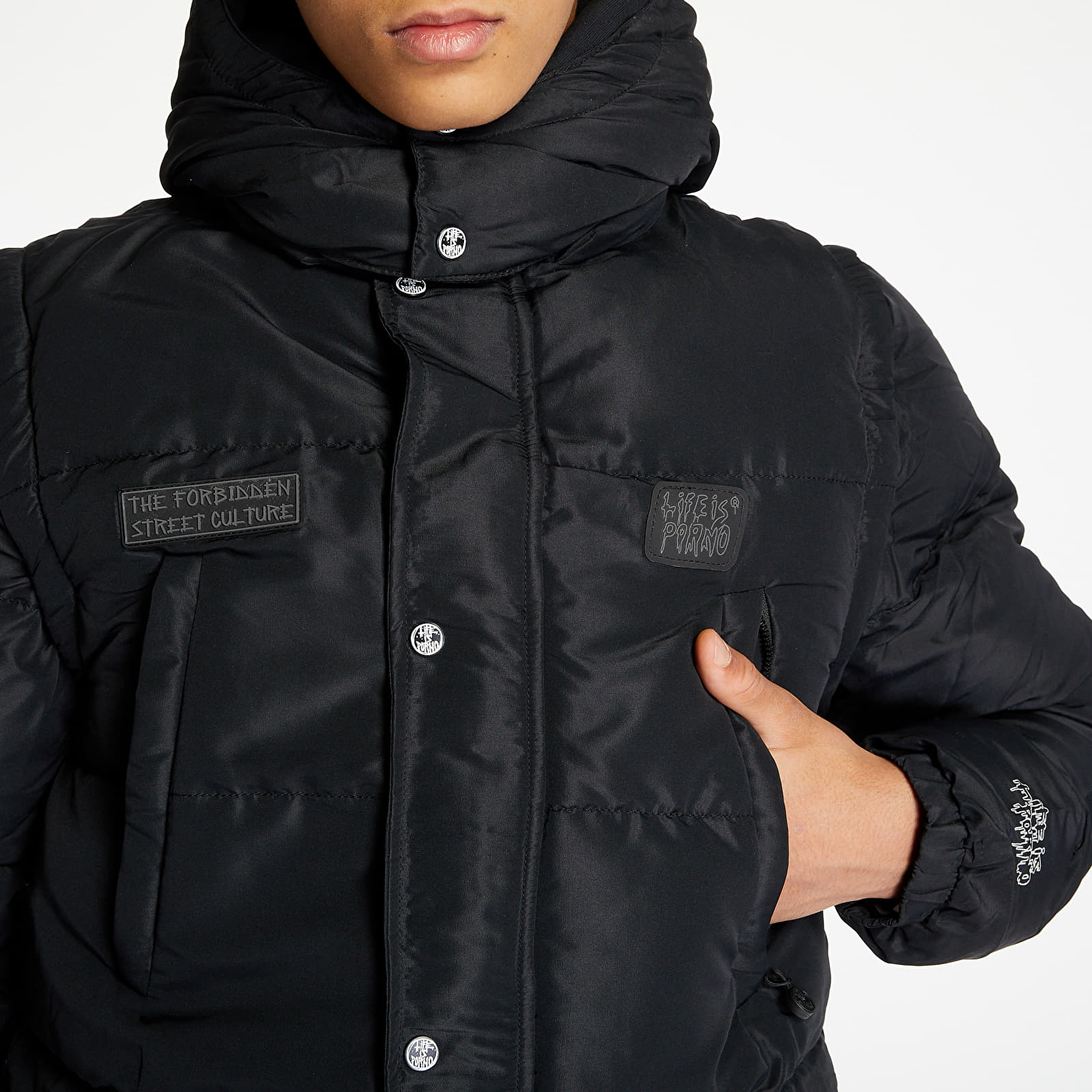 Bundy LIFE IS PORNO Puffer Jacket Black