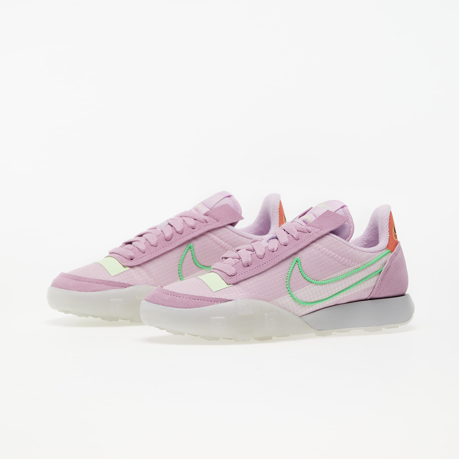 nike waffle racer trainers in pink and white