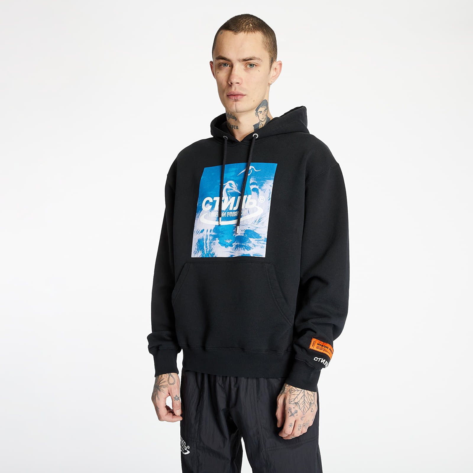 Mikiny Heron Preston Hoodie Black/Blue