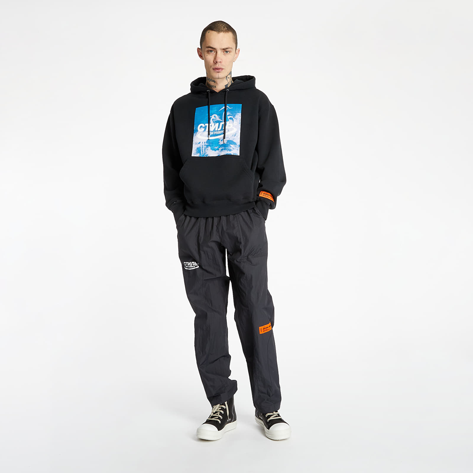 Mikiny Heron Preston Hoodie Black/Blue