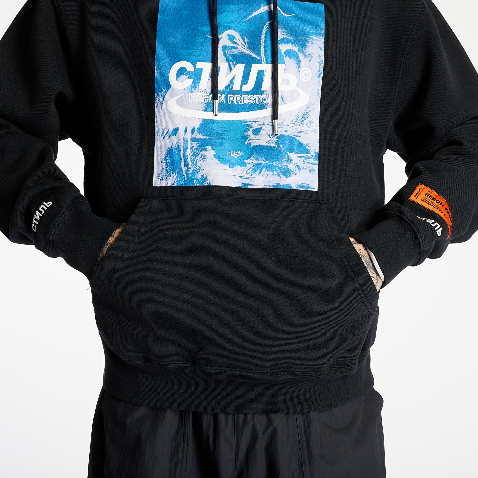 Mikiny Heron Preston Hoodie Black/Blue