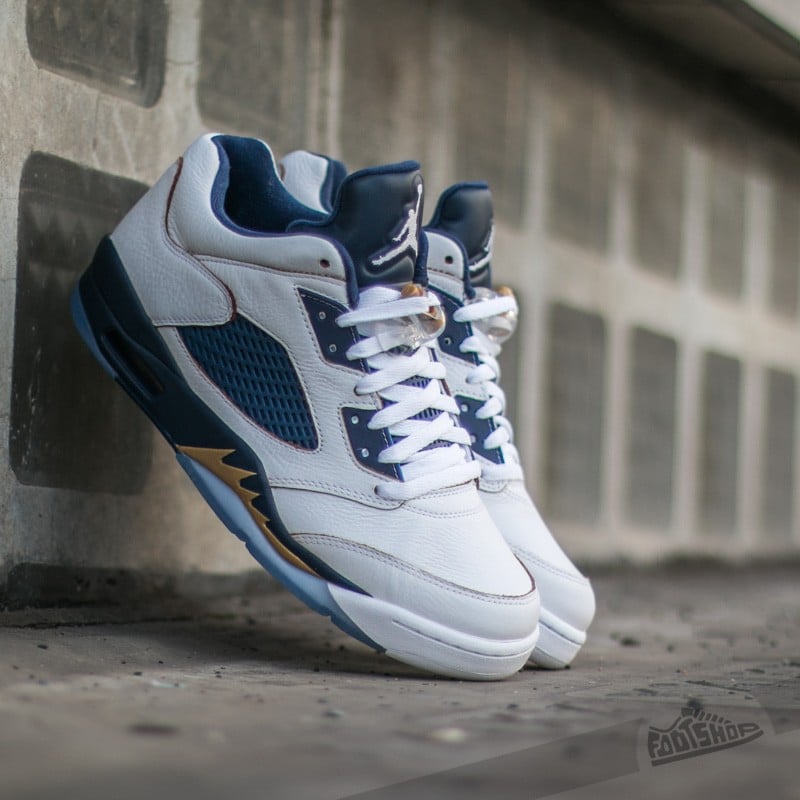 Buty męskie Air Jordan 5 Retro Low White/ Metallic Gold Star- Mid Navy