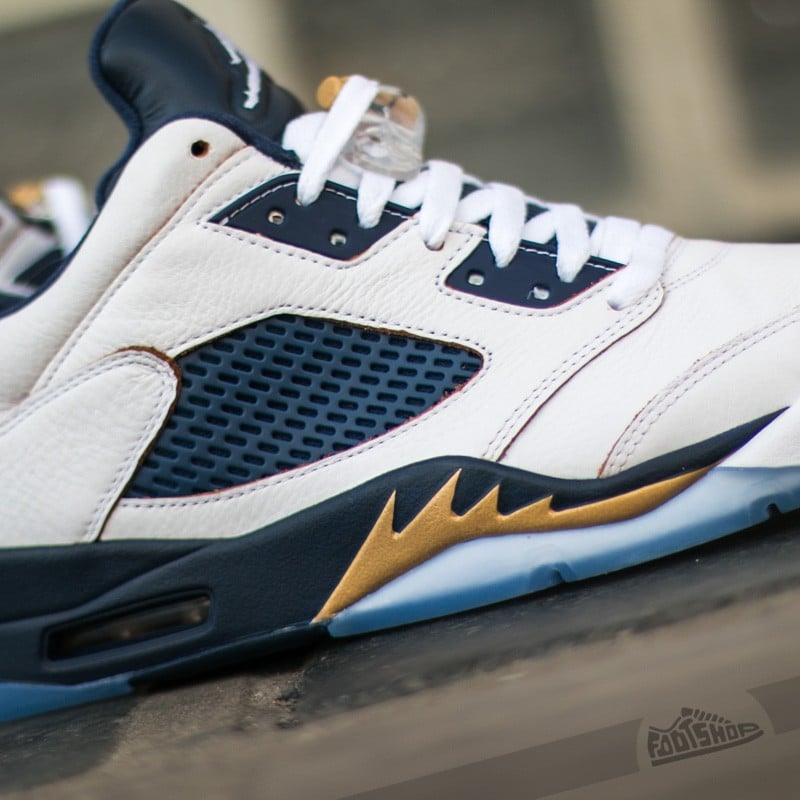 Jordan 5 navy hot sale blue and gold