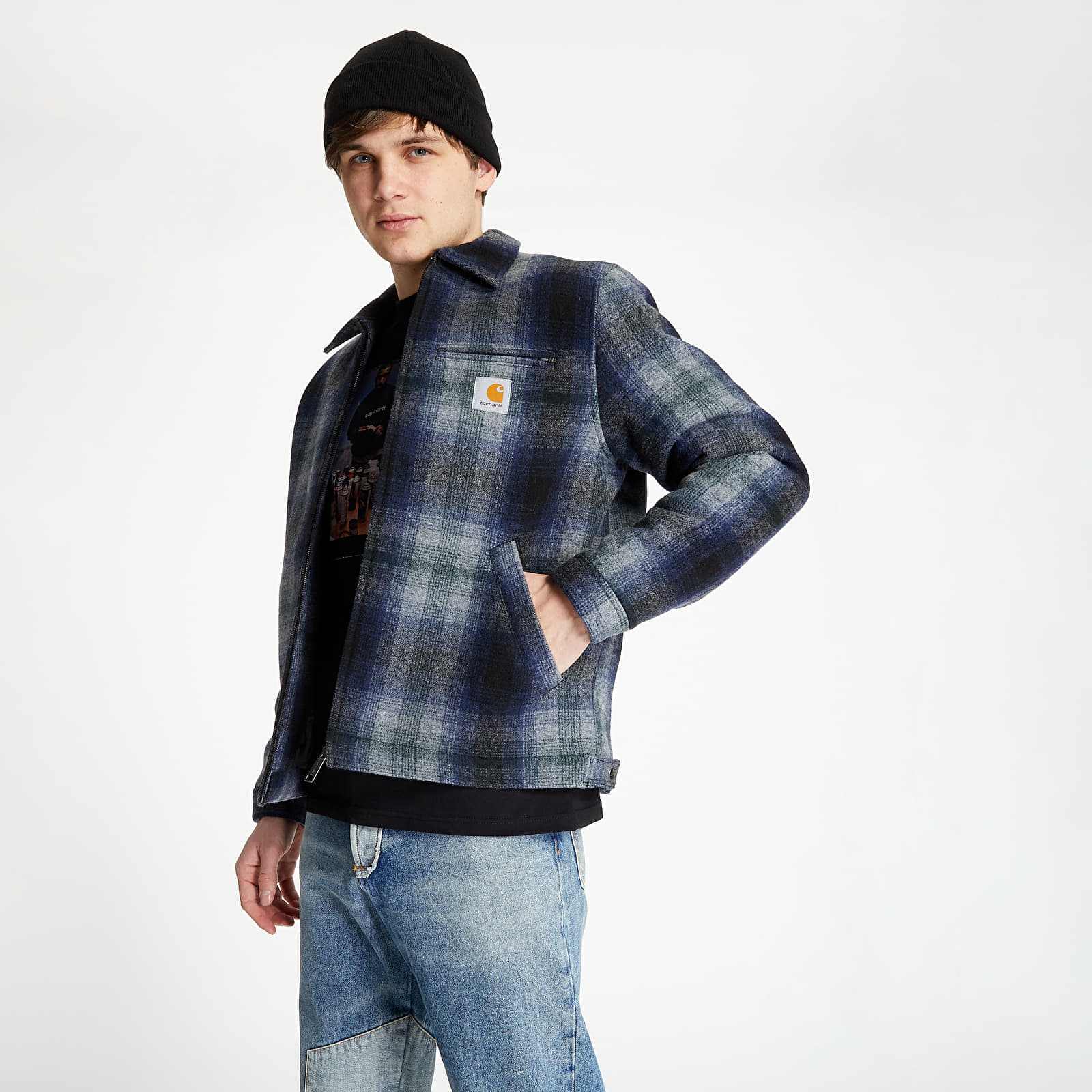 Jackets Carhartt WIP Detroit Vermont Jacket Vermont Check, Black/ Admiral