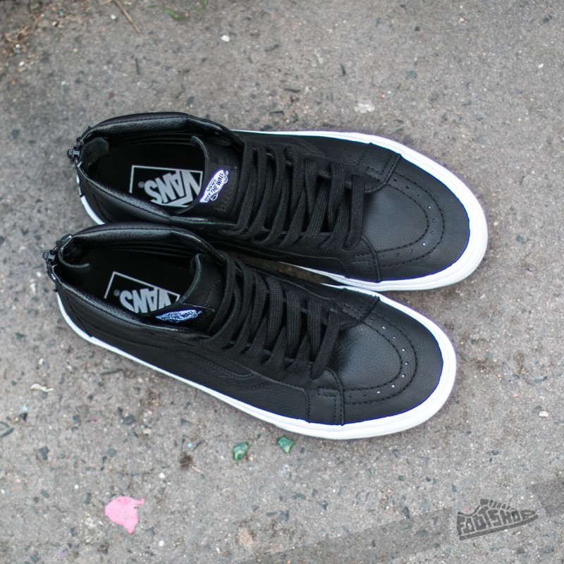Vans Sk8-Hi Reissue Zip Premium Leather Black/ True White | Footshop