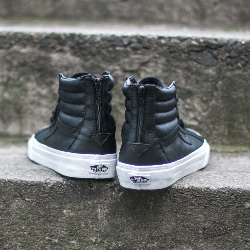 Vans Sk8-Hi Reissue Zip Premium Leather Black/ True White | Footshop