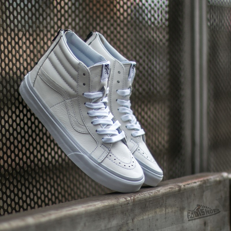 Vans hi best sale white leather