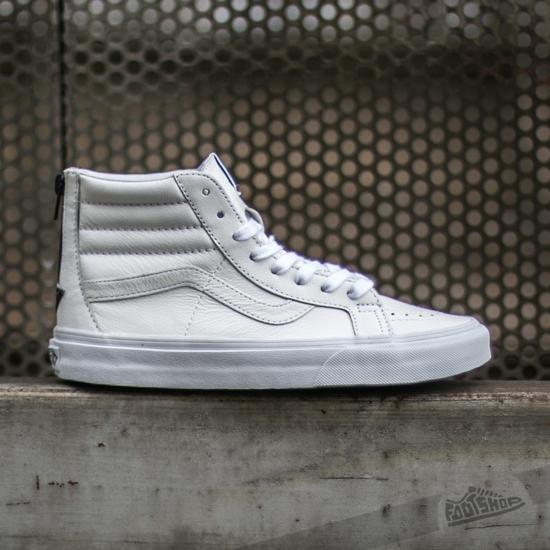 Vans sk8 hi white leather zip clearance
