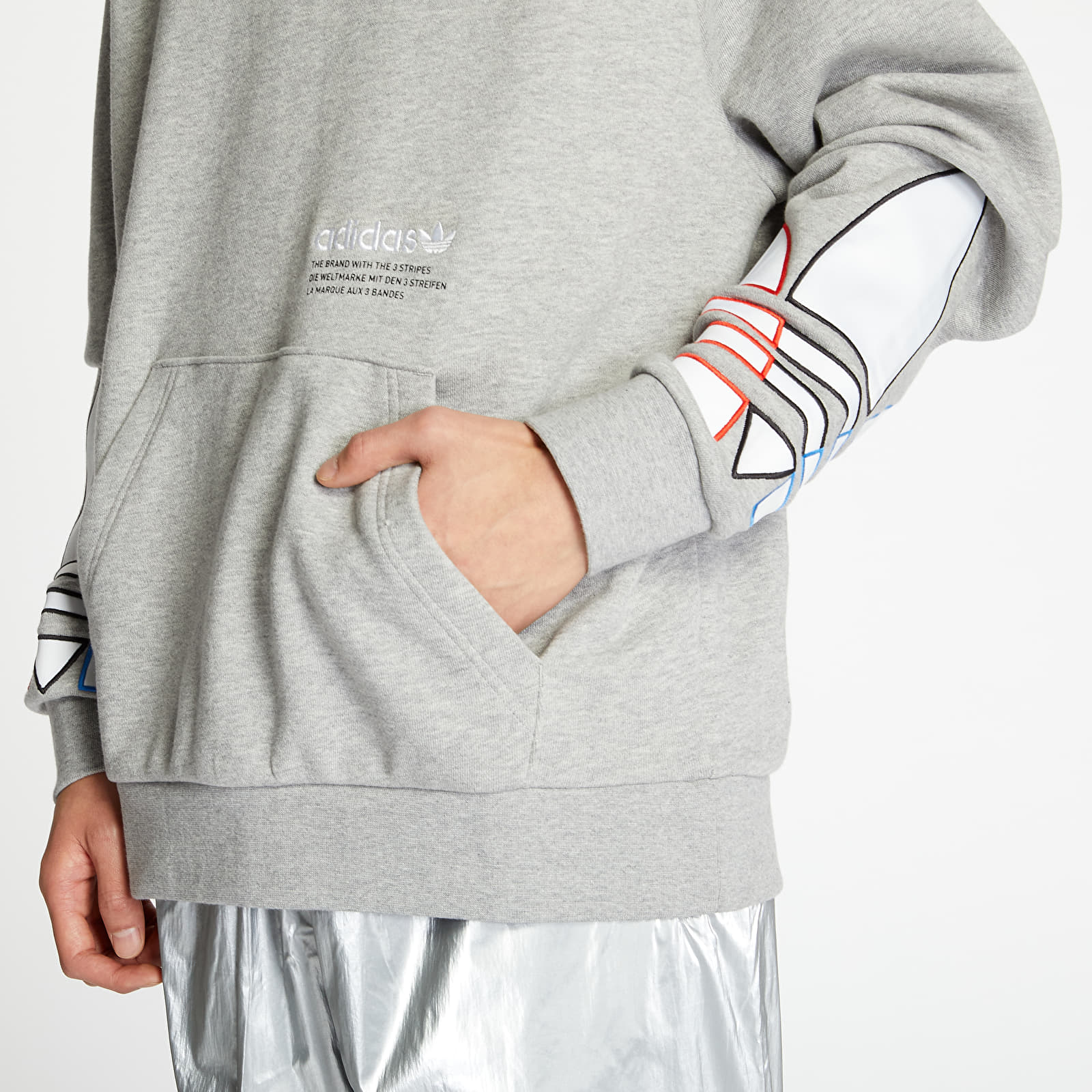 Hoodies and sweatshirts adidas Tricolor Trefoil Hoodie Medium Grey Heather Footshop
