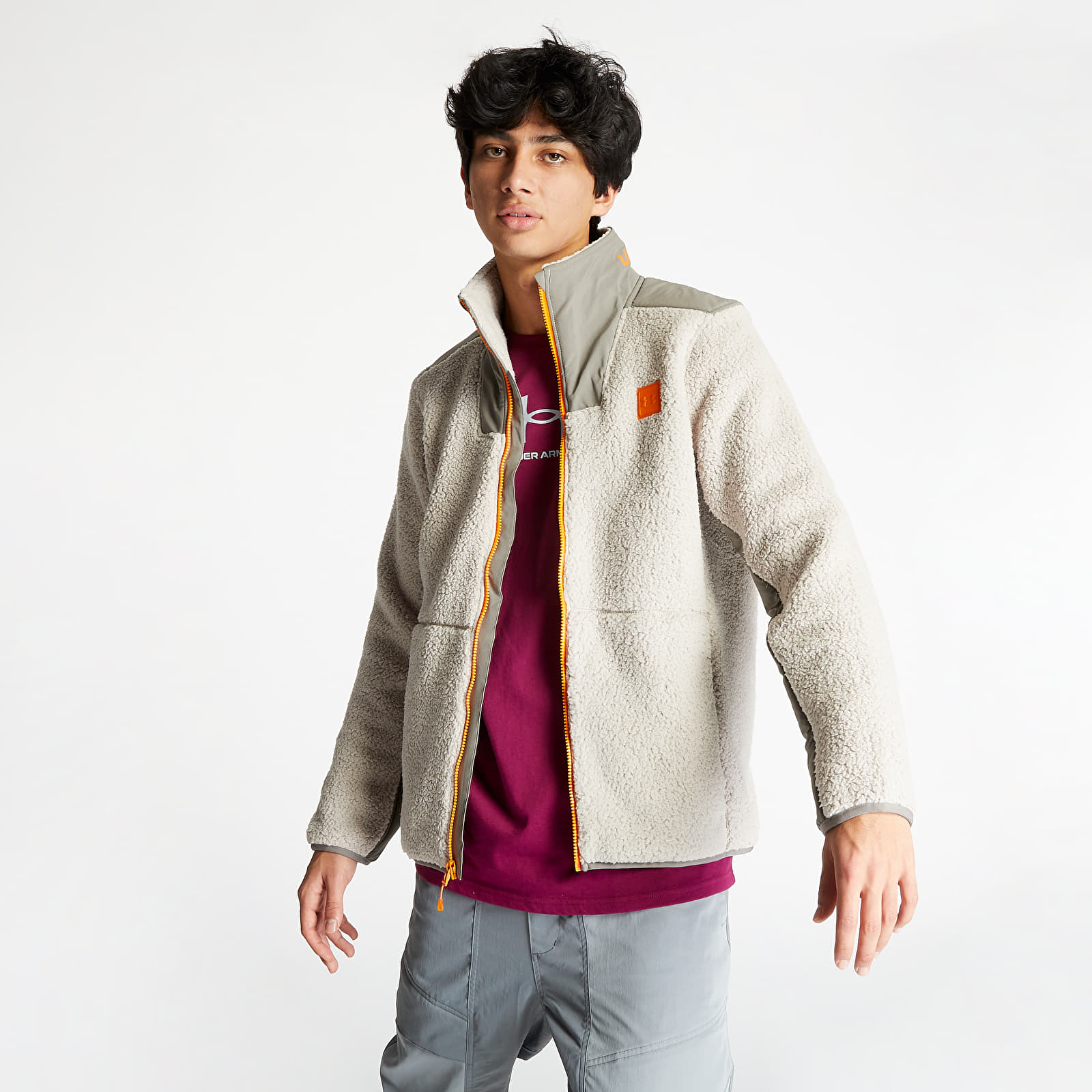 Jacken Under Armour Legacy Sherpa Swacket Highland Buff Brown Umber Vibe Orange Footshop