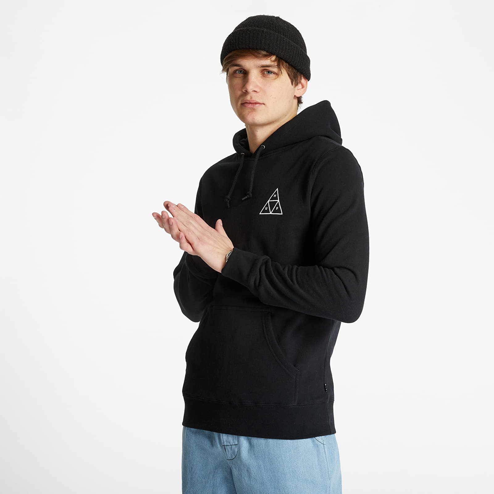 Hoodies and sweatshirts  HUF Essentials Triple Triangle Pullover Hood Black