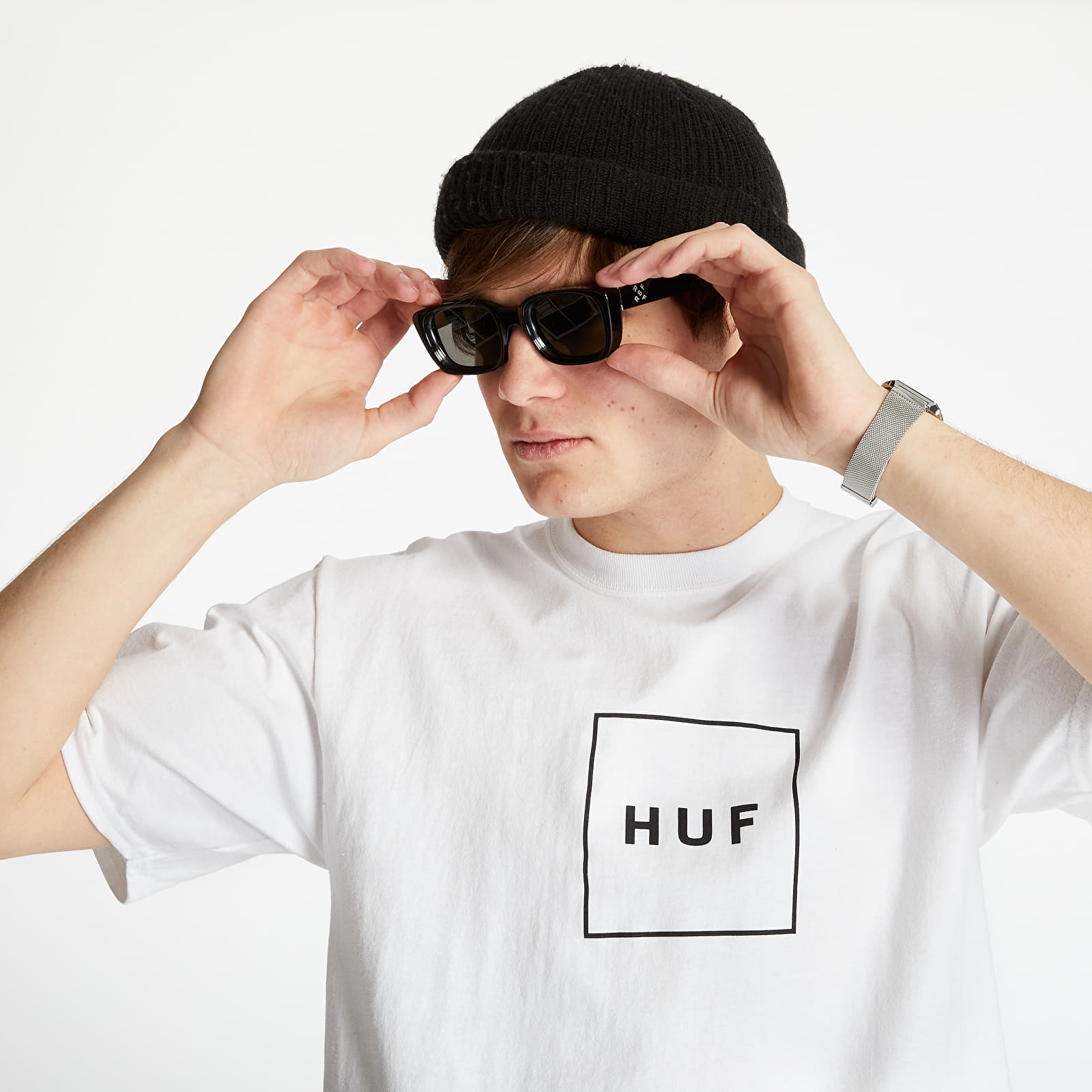 Pólók HUF Essentials Box Logo Tee White