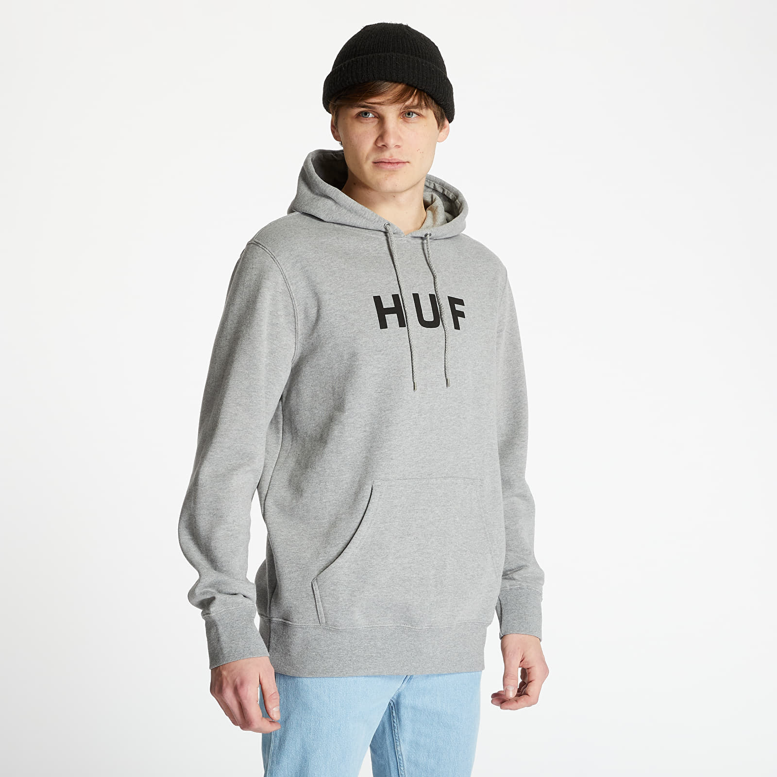 Sweatjacken und Sweatshirts HUF Essentials OG Logo Hoodie Grey Heather