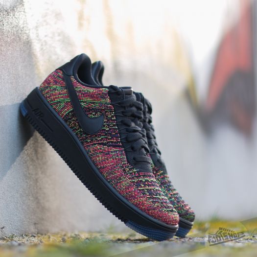 Nike Air Force Ultra Flyknit Low Black Black Bright Crimson Court Purple
