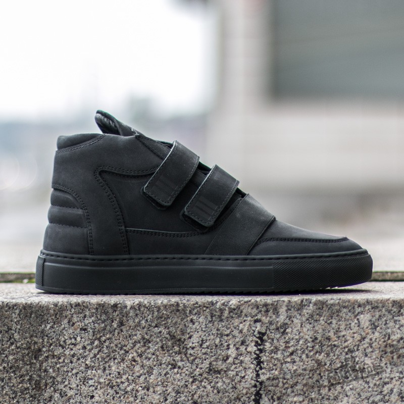 Women's shoes Filling Pieces Mid Top Transformed Double Strap All Black