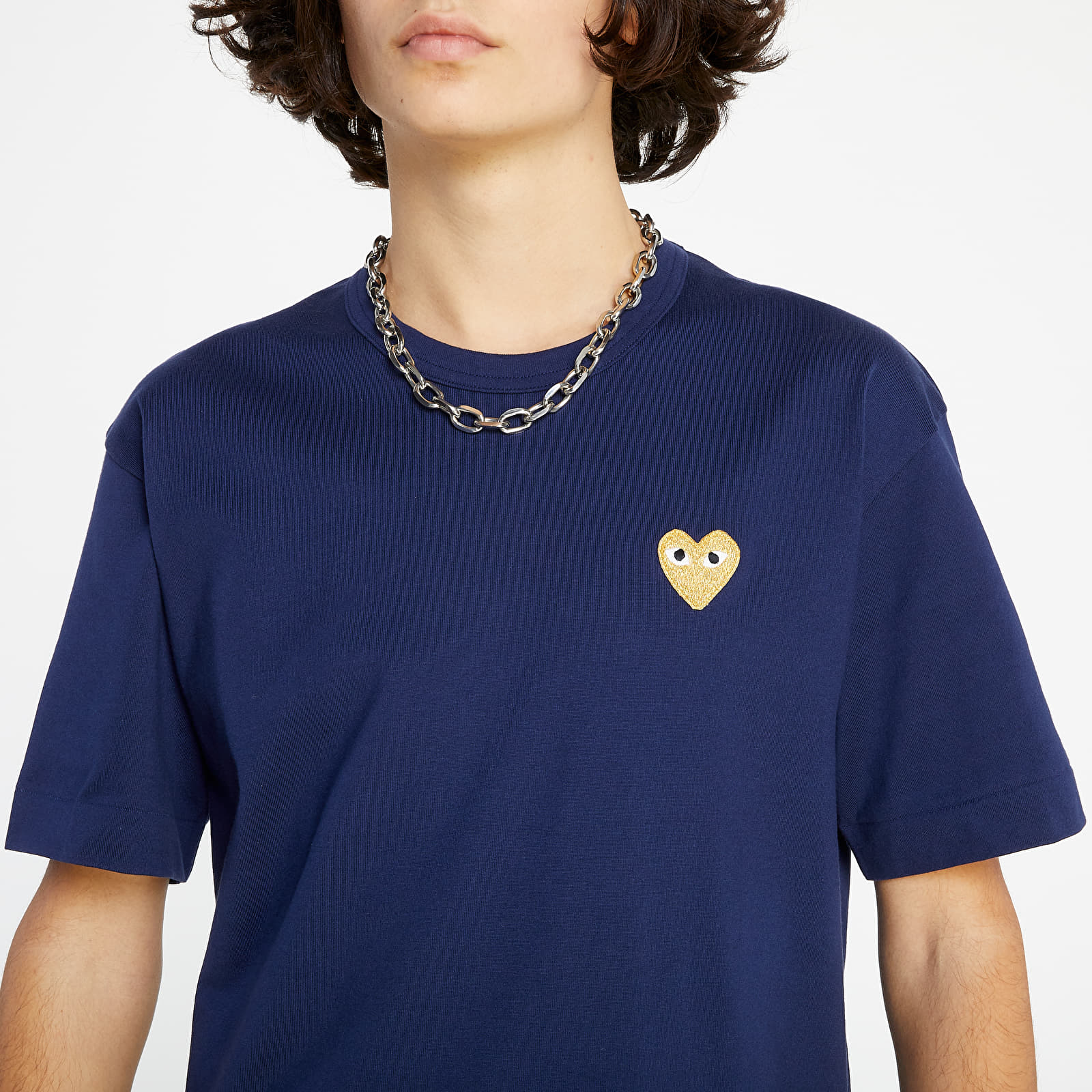 T shirts Comme des Garcons PLAY Gold Emblem Tee Navy Footshop