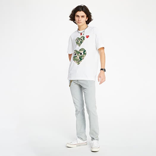 T shirts Comme des Gar ons Camouflage Double Heart TEE White