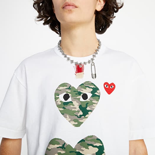 T-shirts Comme des Garçons Camouflage Double Heart TEE White