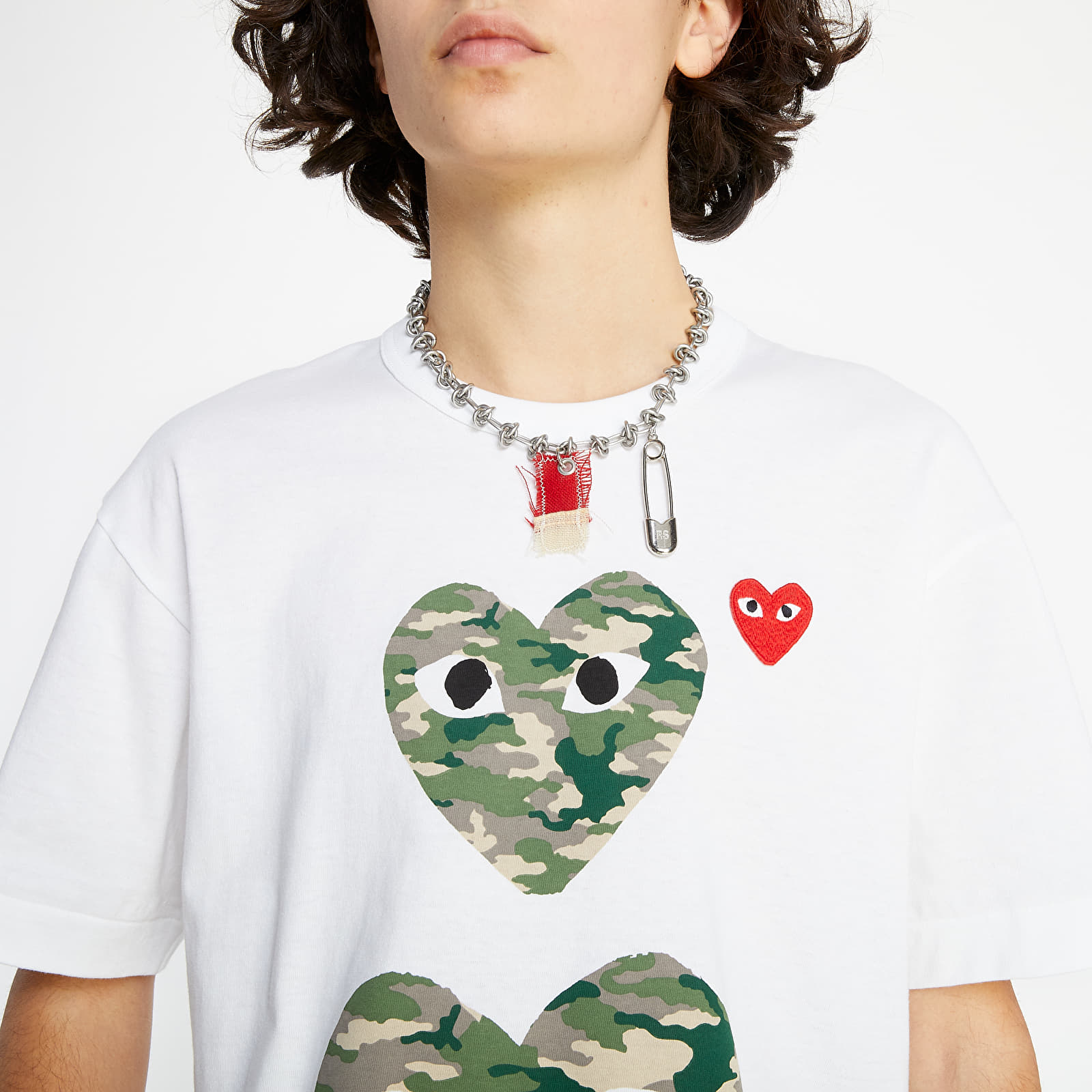 Magliette Comme des Garçons Camouflage Double Heart TEE White