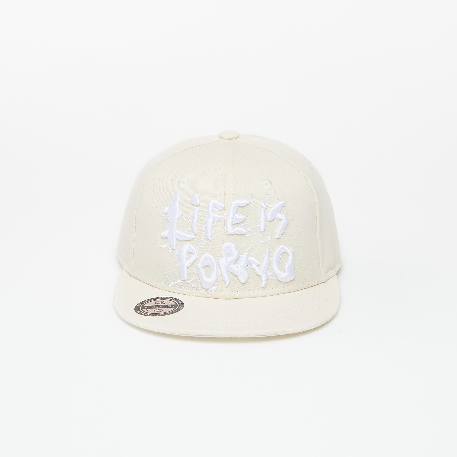 Kšiltovky LIFE IS PORNO Flat Cap Natural White