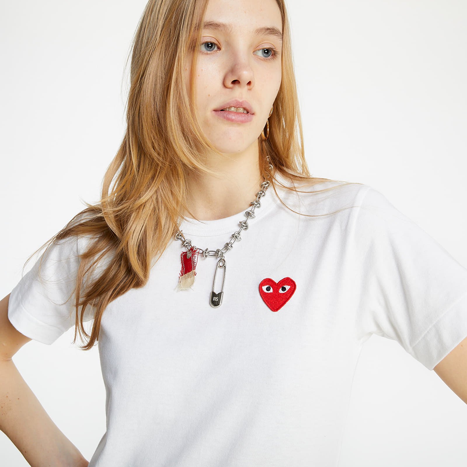  Μπλούζες Comme des Garçons PLAY Heart Print Tee White