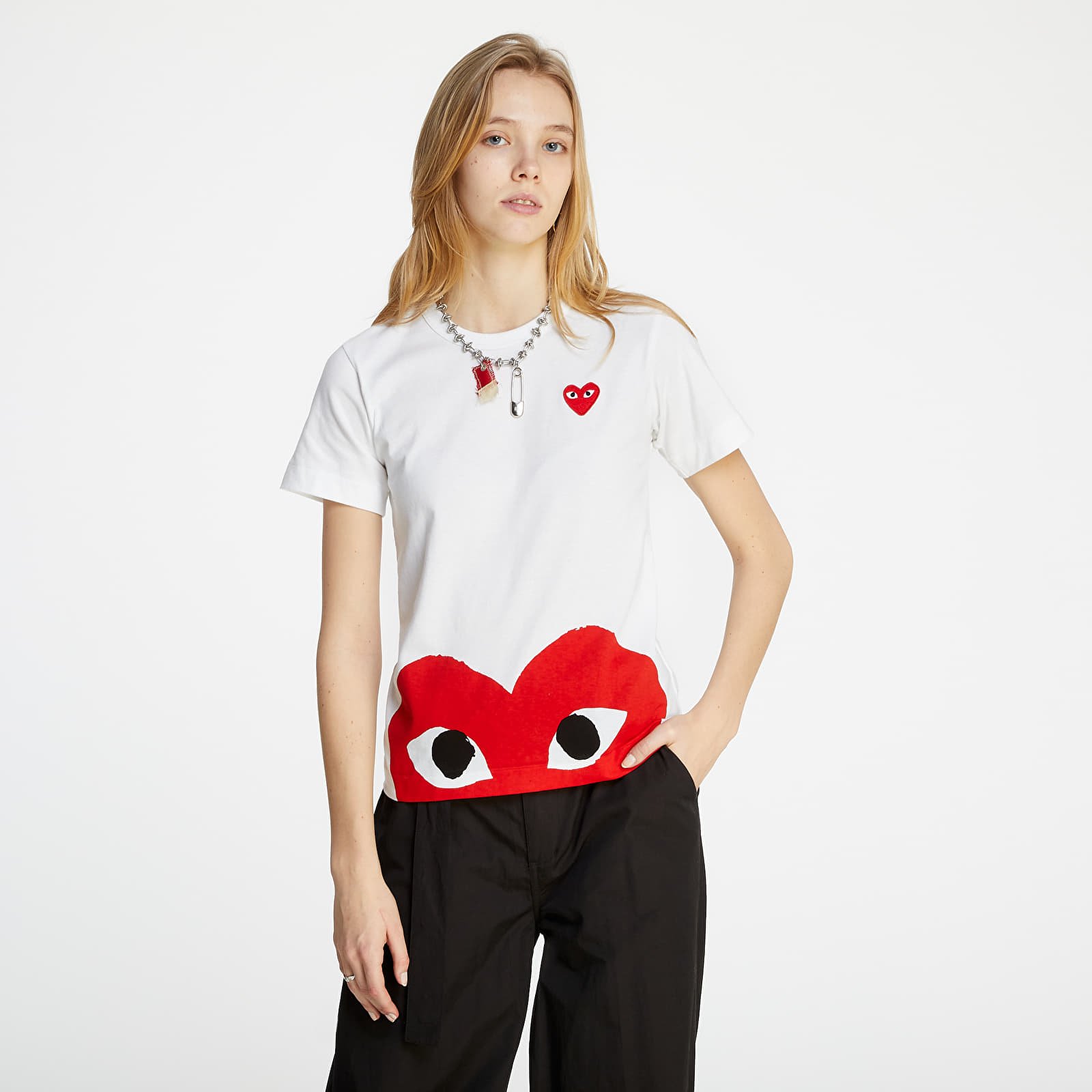  Μπλούζες Comme des Garçons PLAY Heart Print Tee White