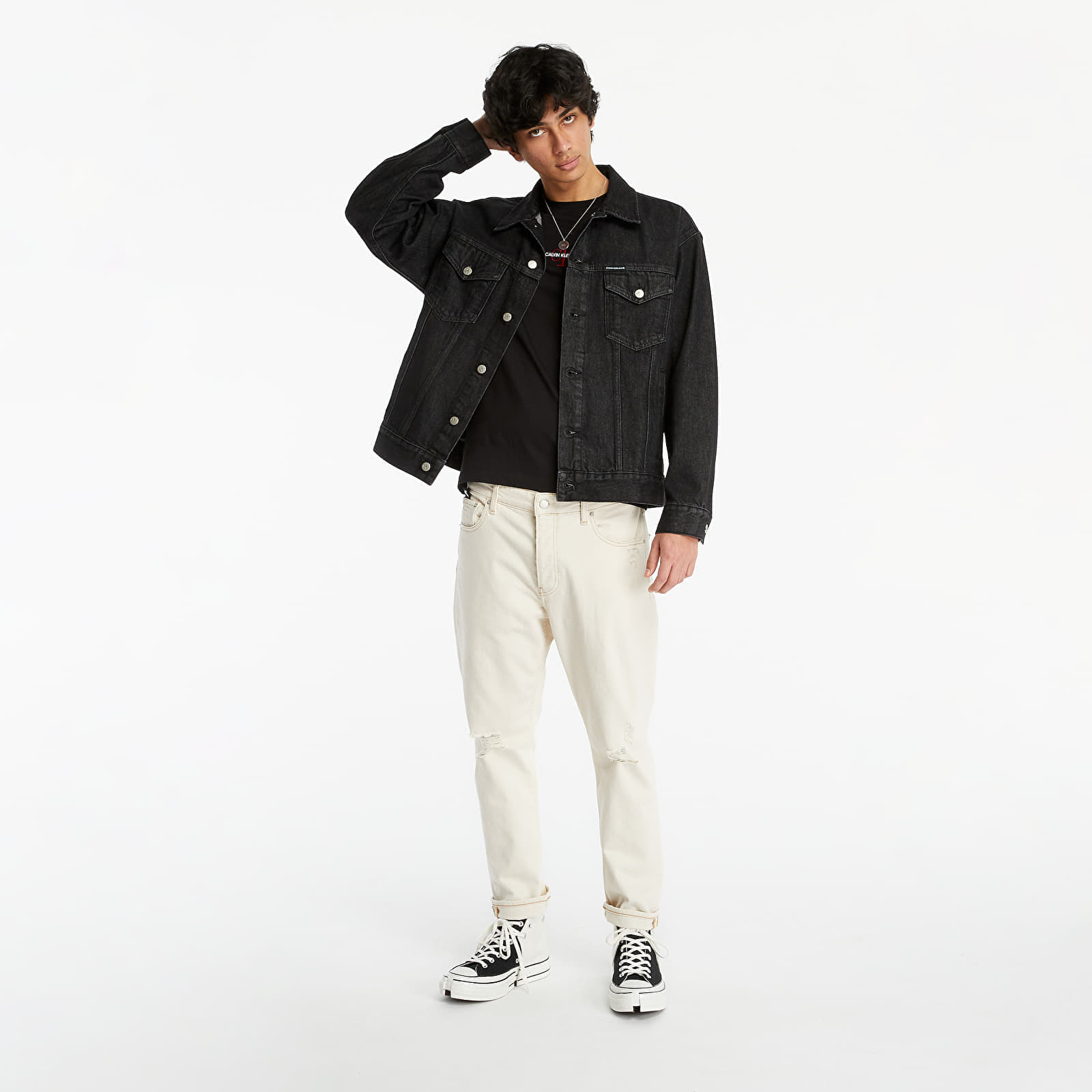 Calvin klein mens deals black denim jacket