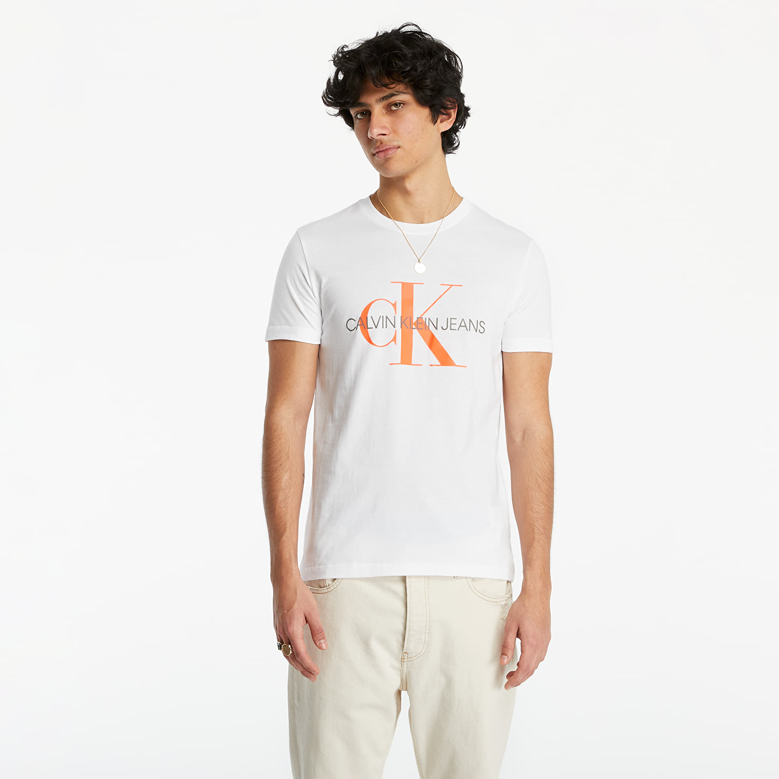 Tricouri  Calvin Klein Jeans Seasonal Monogram Tee Bright White/ Neon