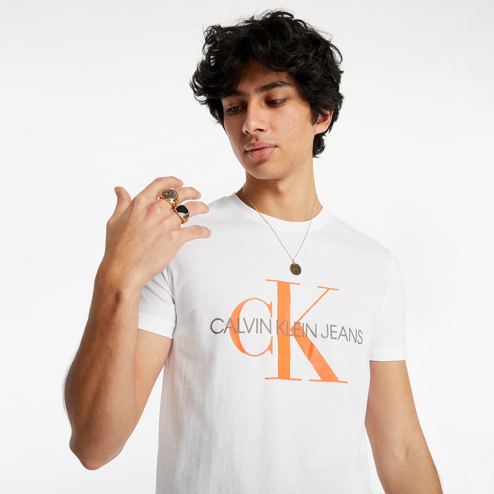 Tricouri  Calvin Klein Jeans Seasonal Monogram Tee Bright White/ Neon