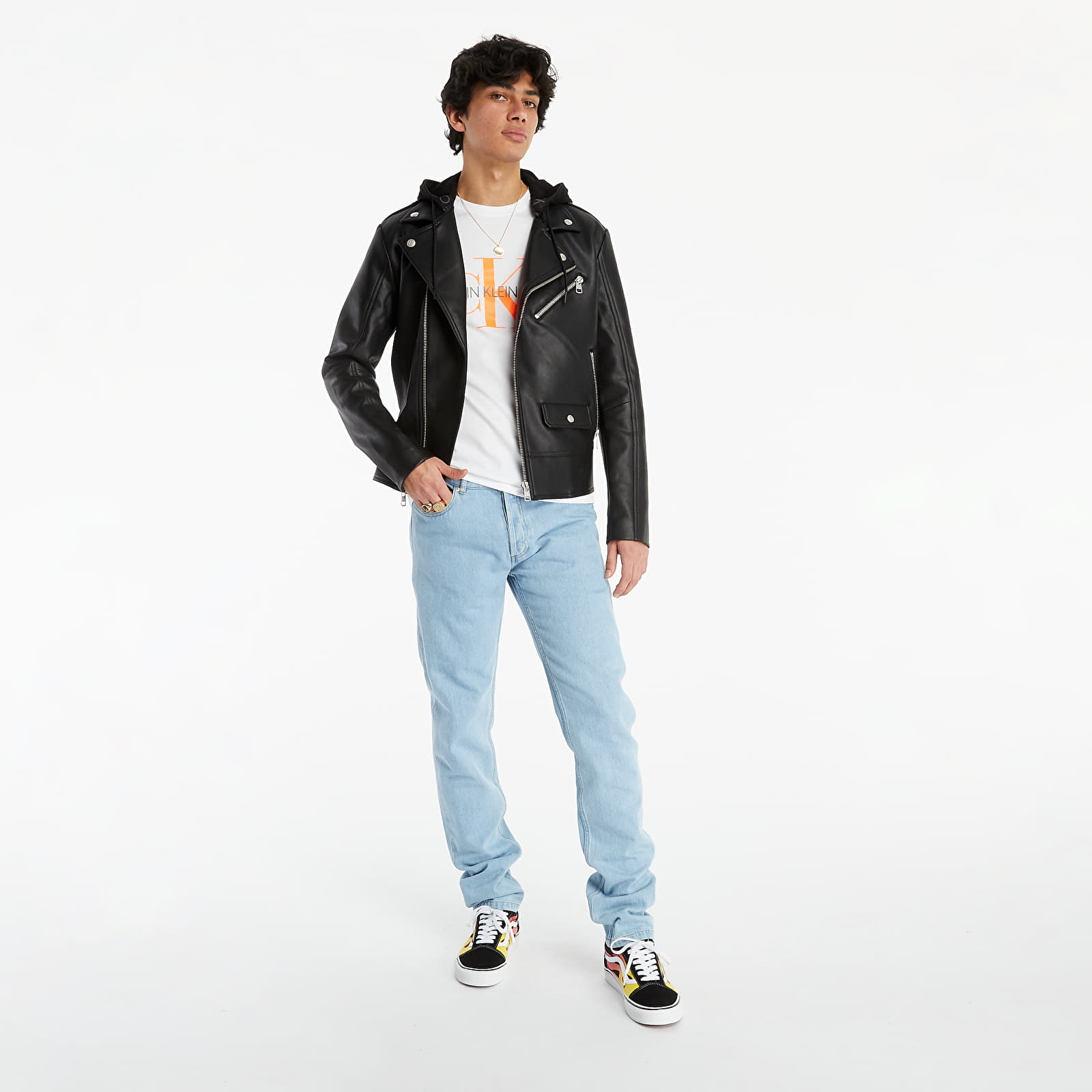 Takit Calvin Klein Jeans Faux Leather Jacket Ck Black