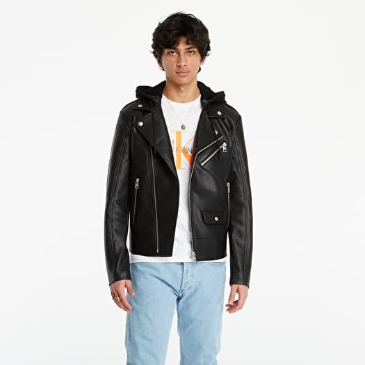 Jackets Calvin Klein Jeans Faux Leather Jacket Ck Black Footshop