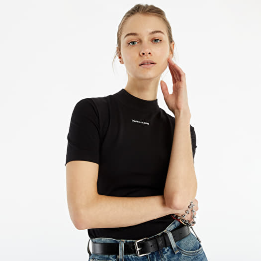 T shirt Calvin Klein Jeans Micro Branding Stretch Mock Neck
