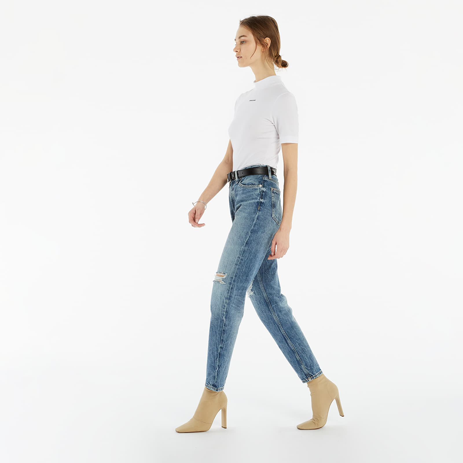 T-Shirts Calvin Klein Jeans Micro Branding Stretch Mock Neck Bright White