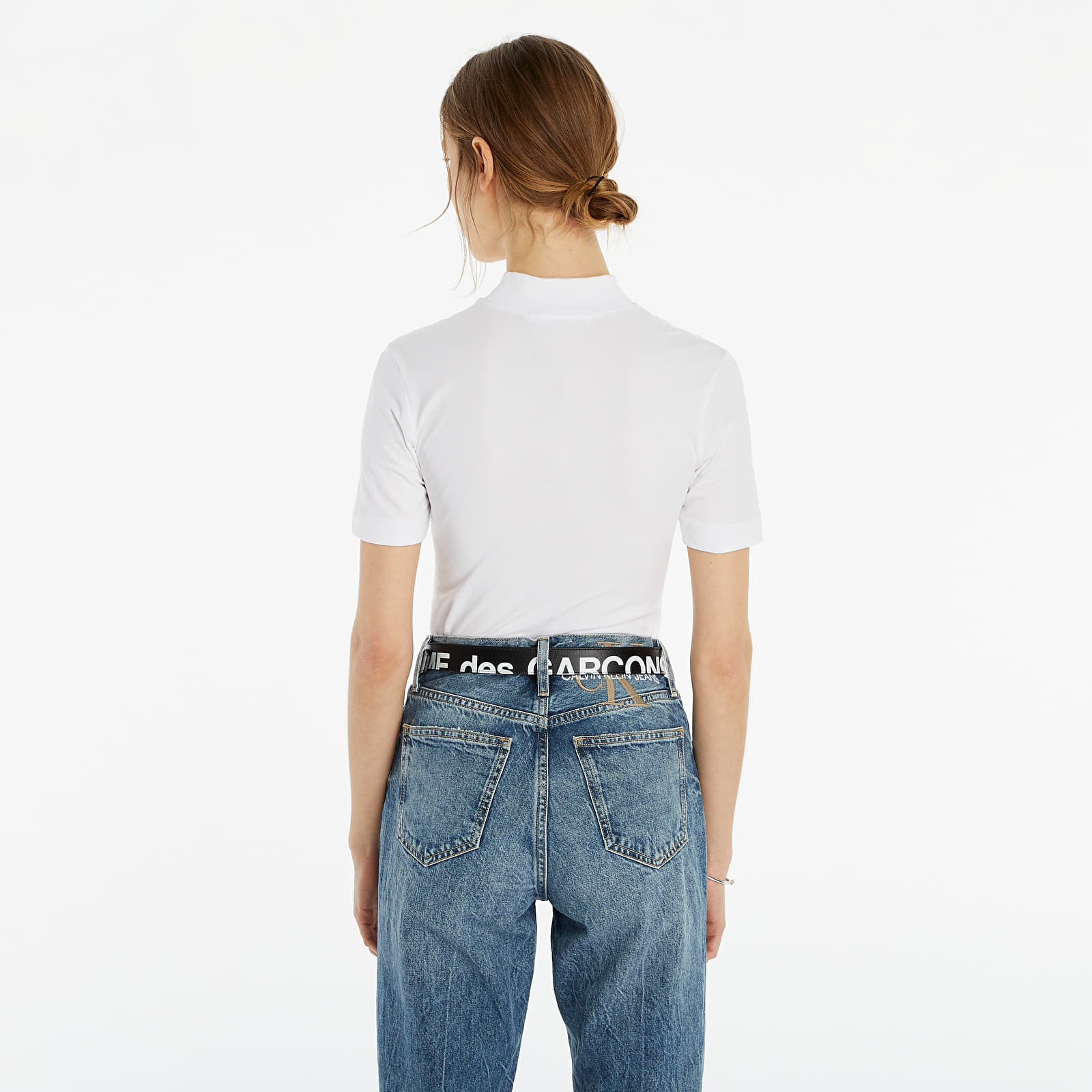 T-Shirts Calvin Klein Jeans Micro Branding Stretch Mock Neck Bright White