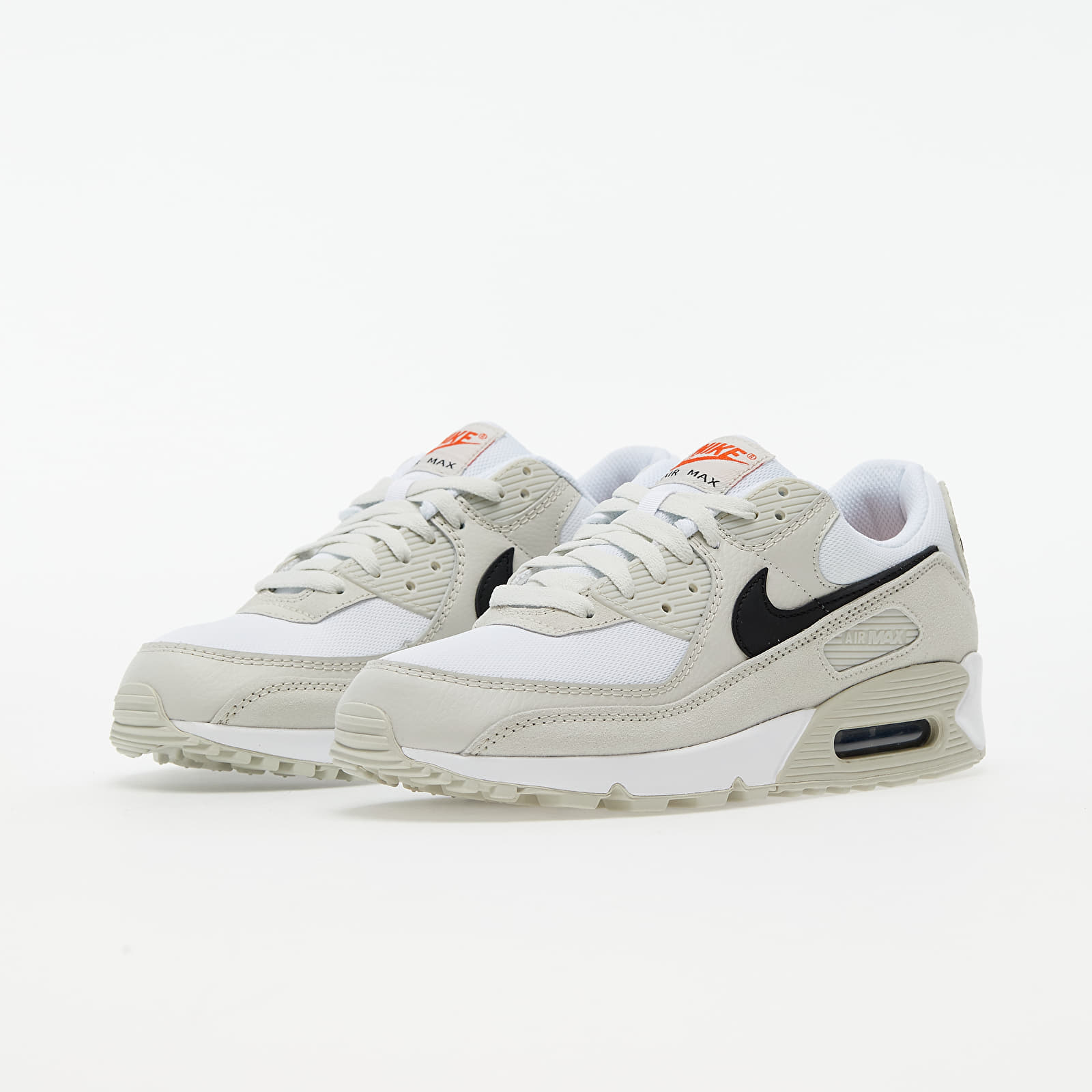 Men s shoes Nike Air Max 90 White Black Light Bone Team Orange Footshop