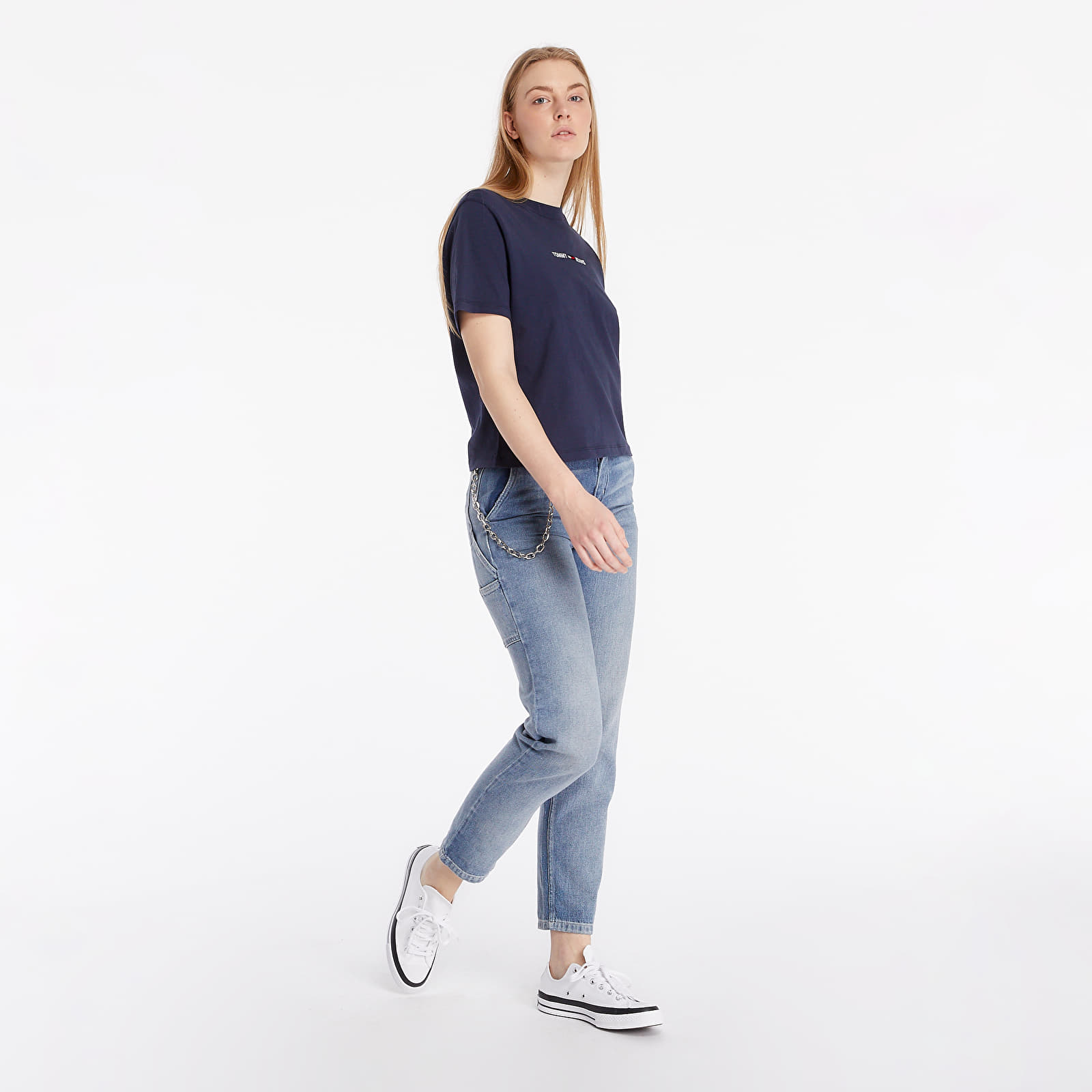 Marškinėliai Tommy Jeans Linear Logo Tee Twilight Navy