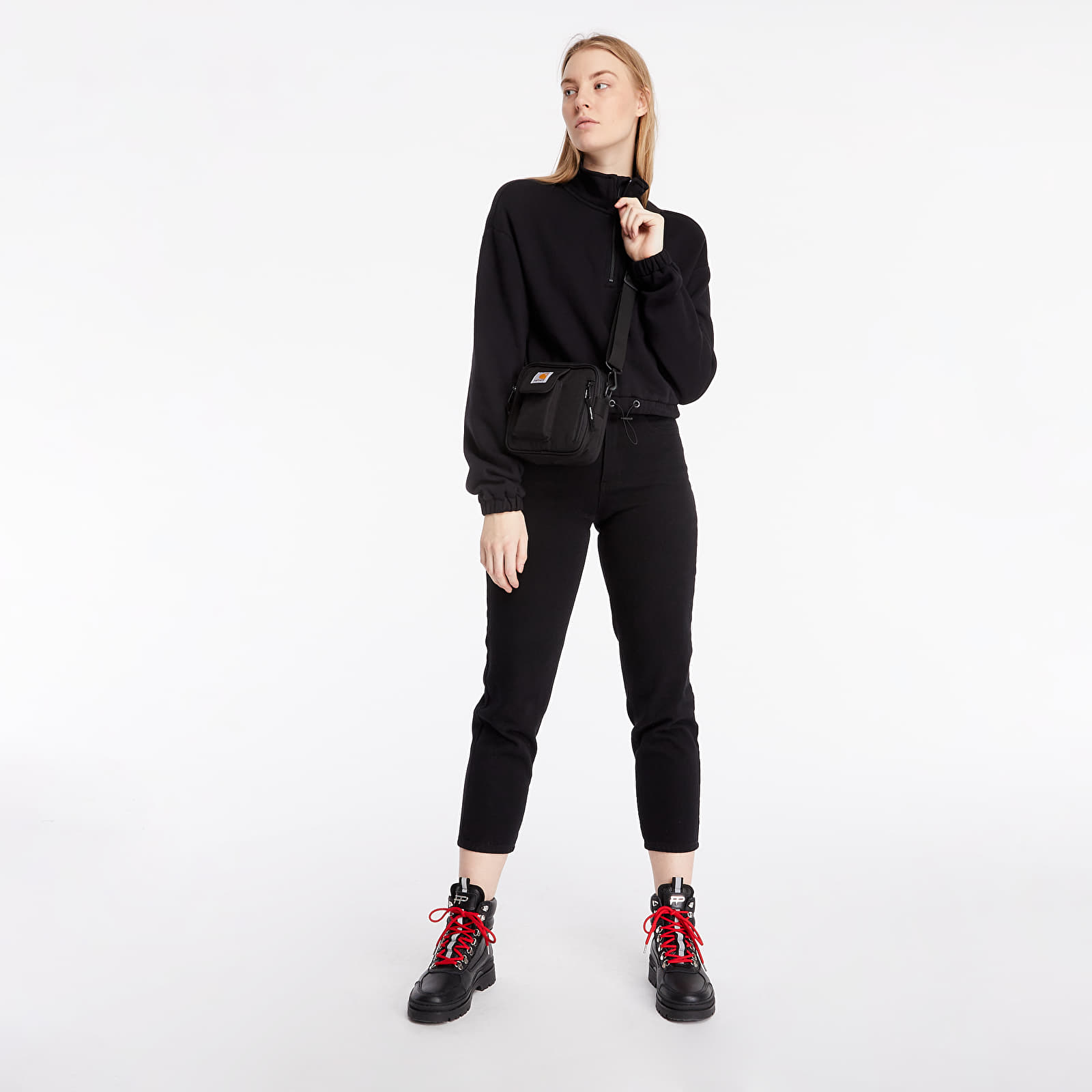 Hupparit ja collegepaidat Vans Left Chest Half Zip Fleece Black