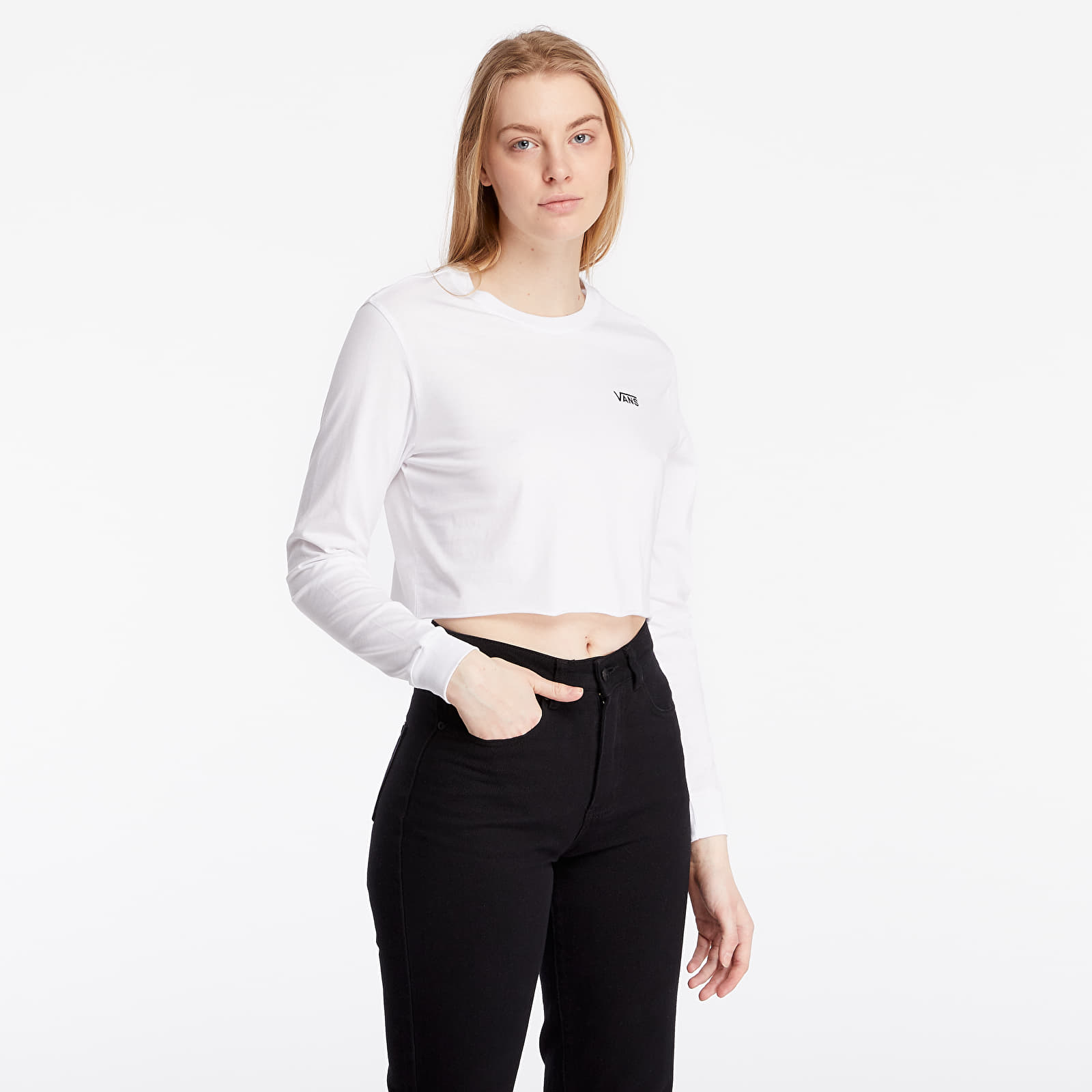 Koszulki Vans Junior V Long Sleeve Tee Crop White