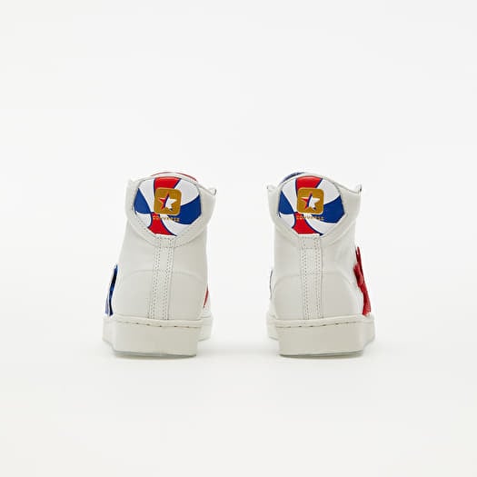 White and red leather converse discount