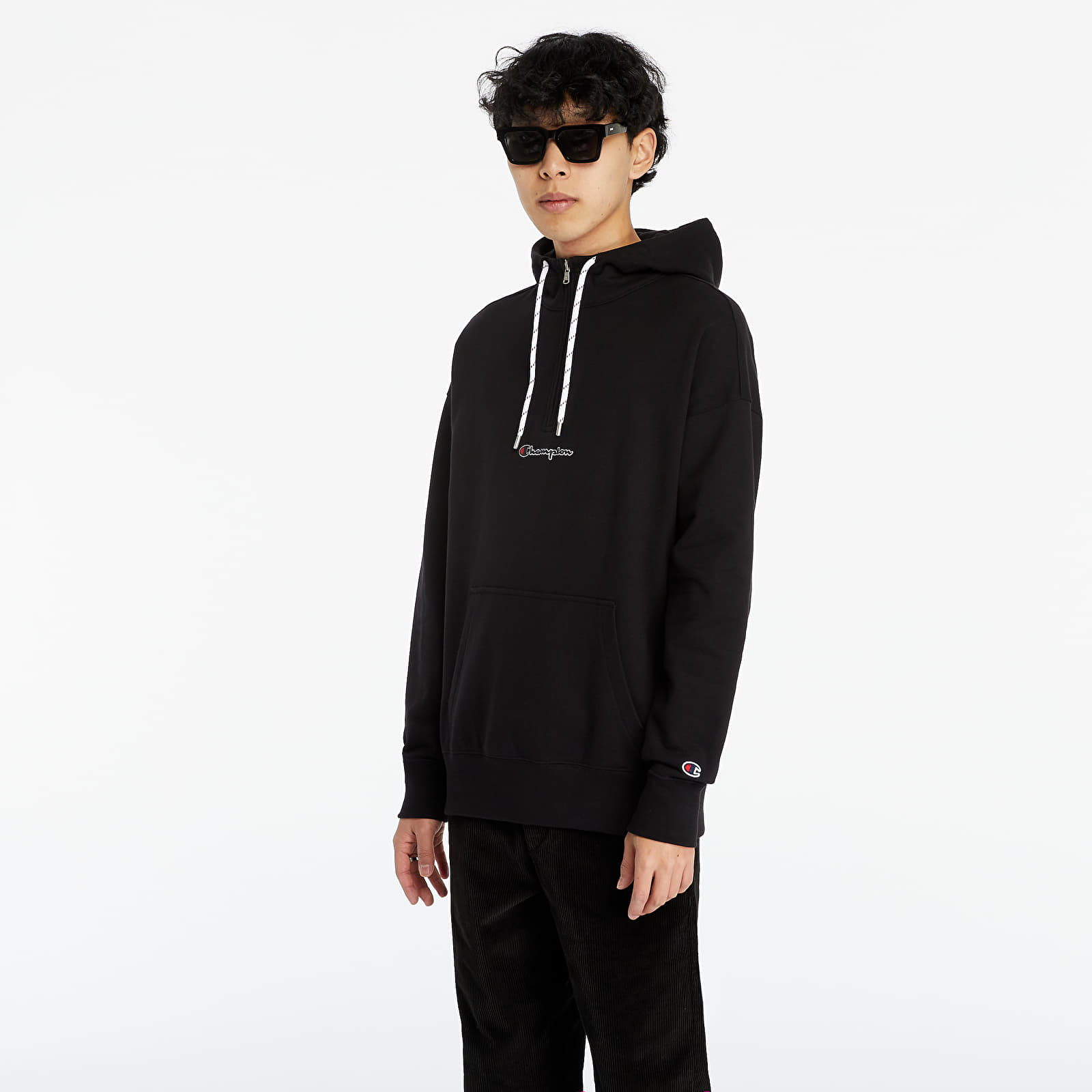 Bluzy Champion Rochester Champion Logo Half Zip Hooded Sweatshirt Nbk