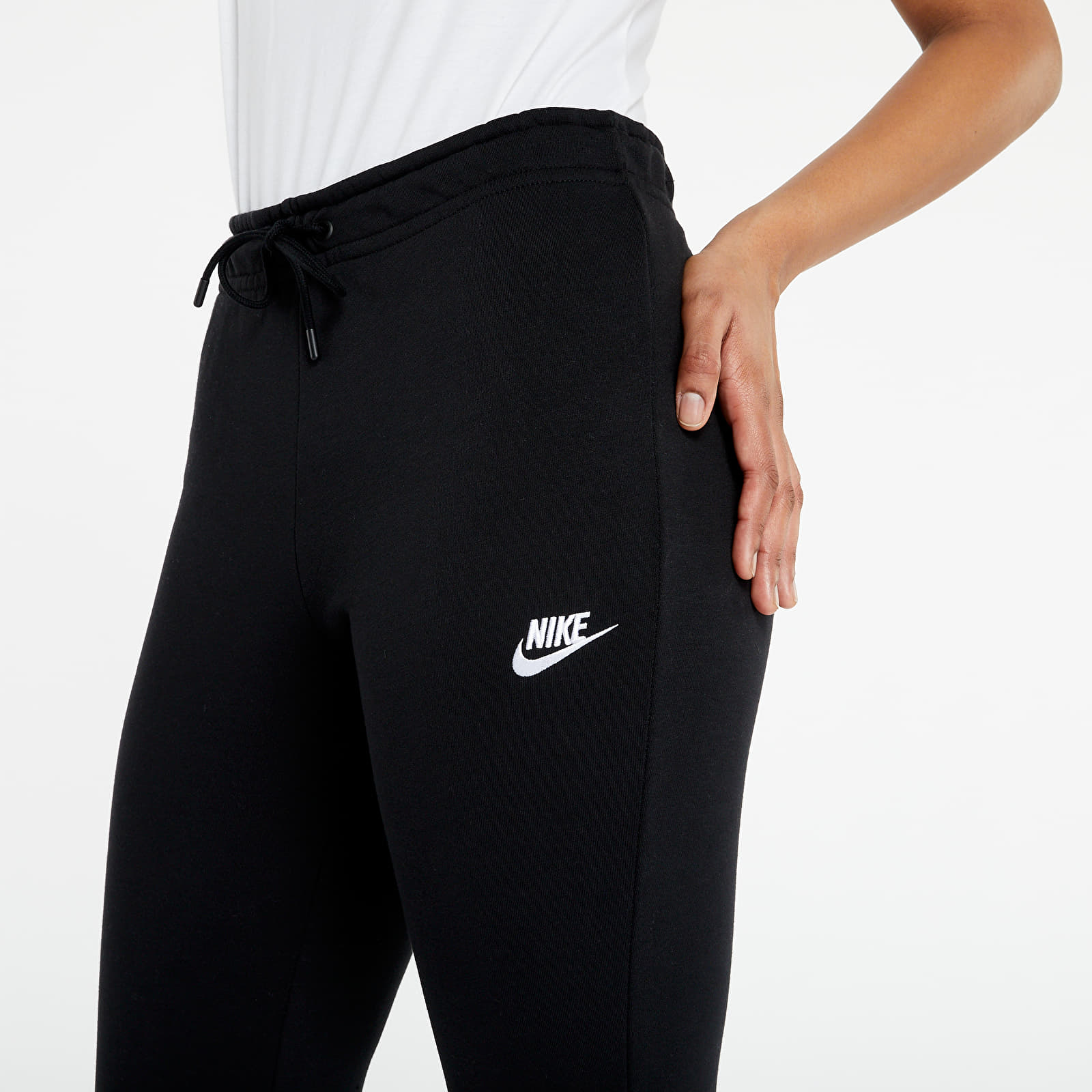 Levně Nike Sportswear W Essential Fleece Mr Pant Tight Black/ White