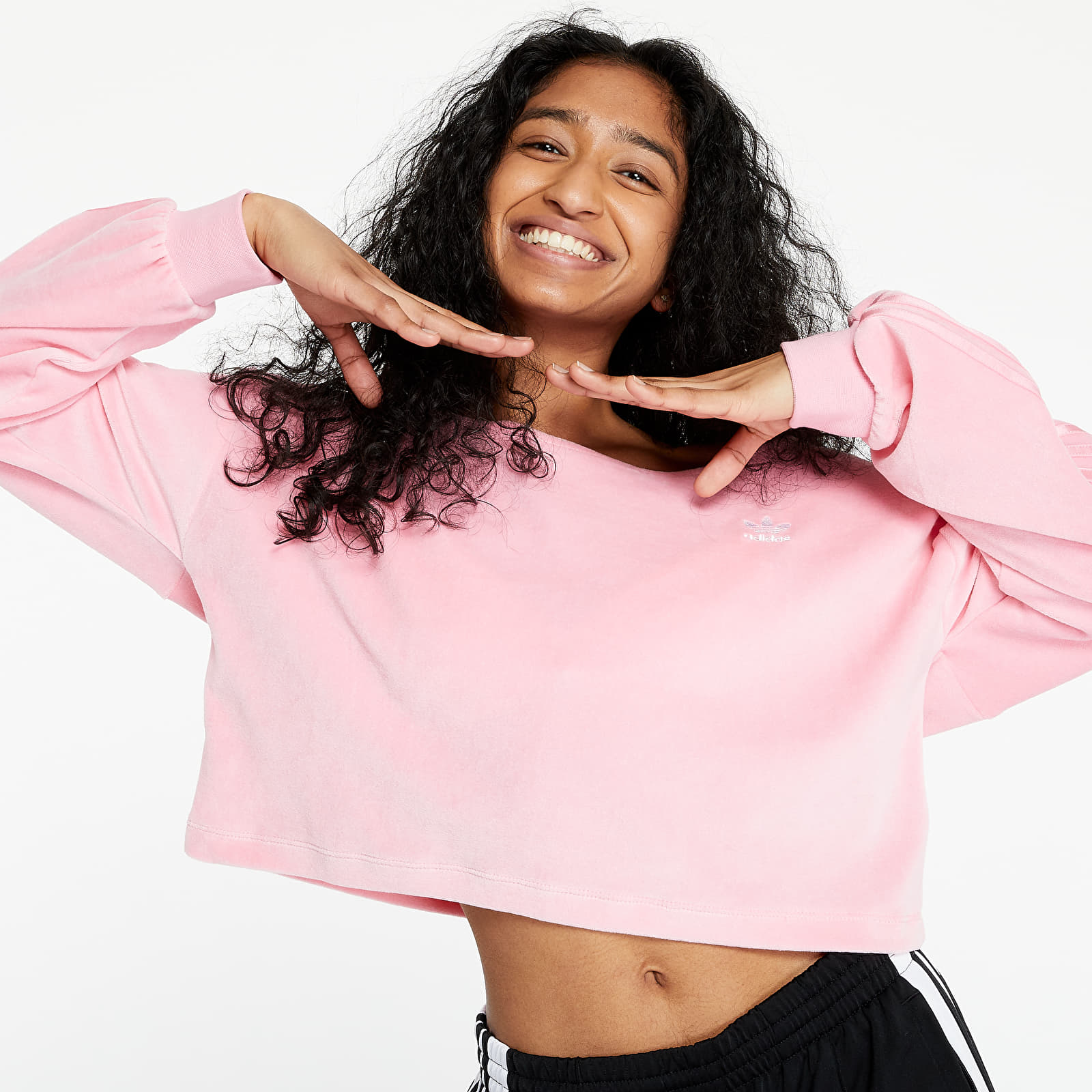 Adidas originals side 2025 tape cropped sweatshirt