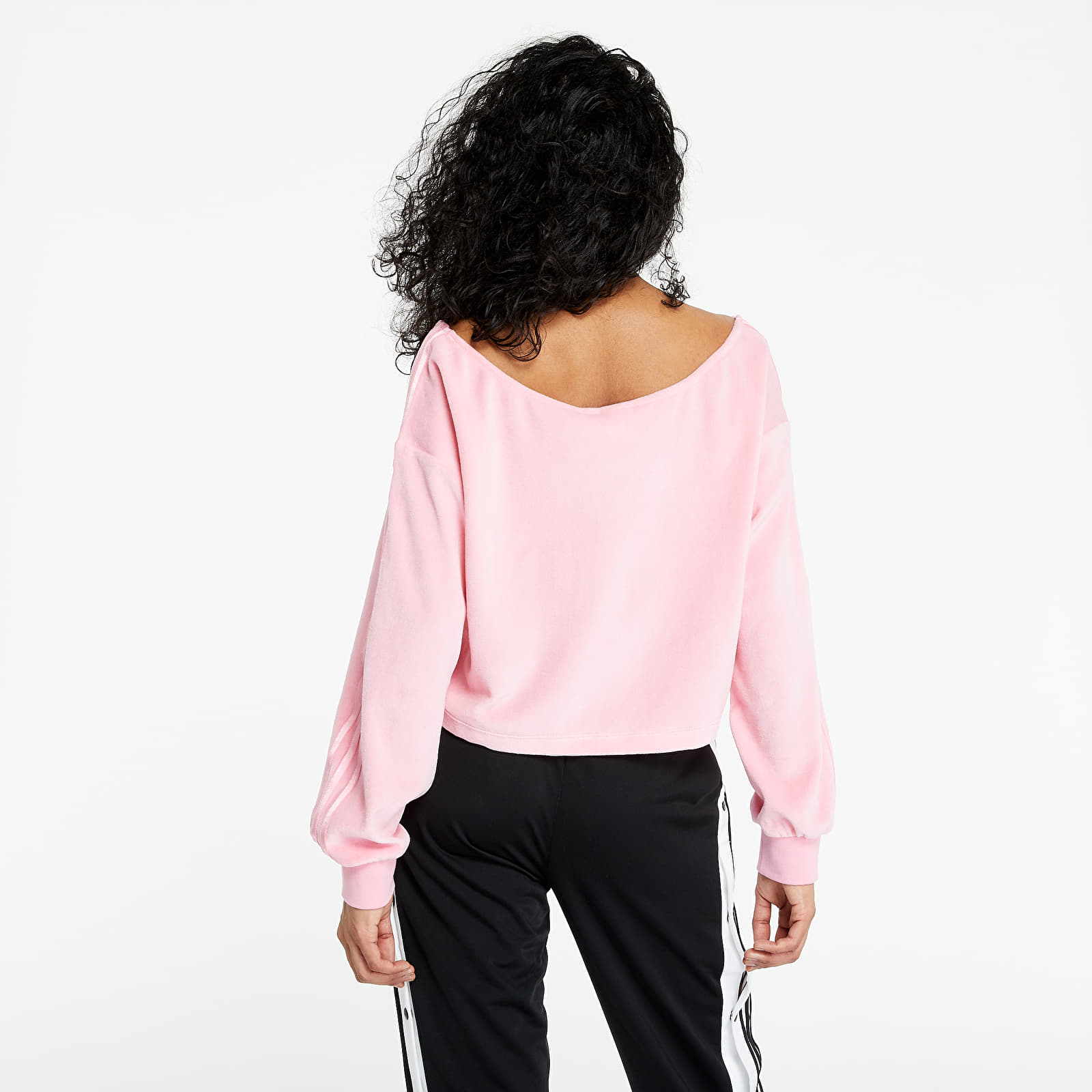 Adidas pink sales tape sweatshirt
